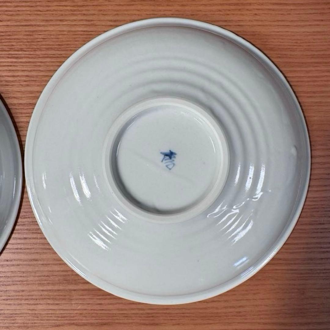 有田焼 李荘窯 染付吹墨月兎文 手造り渕付皿 2枚セット☆