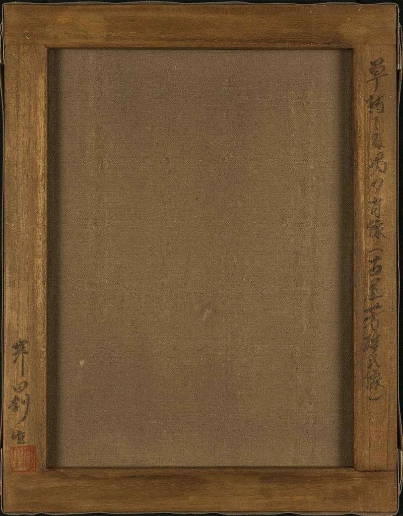 岸田劉生　油彩　肉筆『古屋芳雄像』表裏サイン　鑑定券　F6　タトウ　額　b866