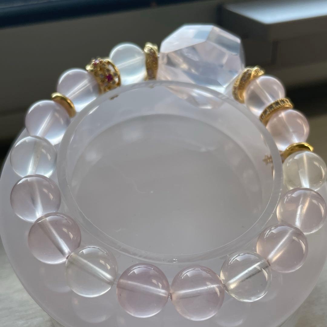 天然石 ローズクォーツラフカット スターローズクォーツ ブレスレット