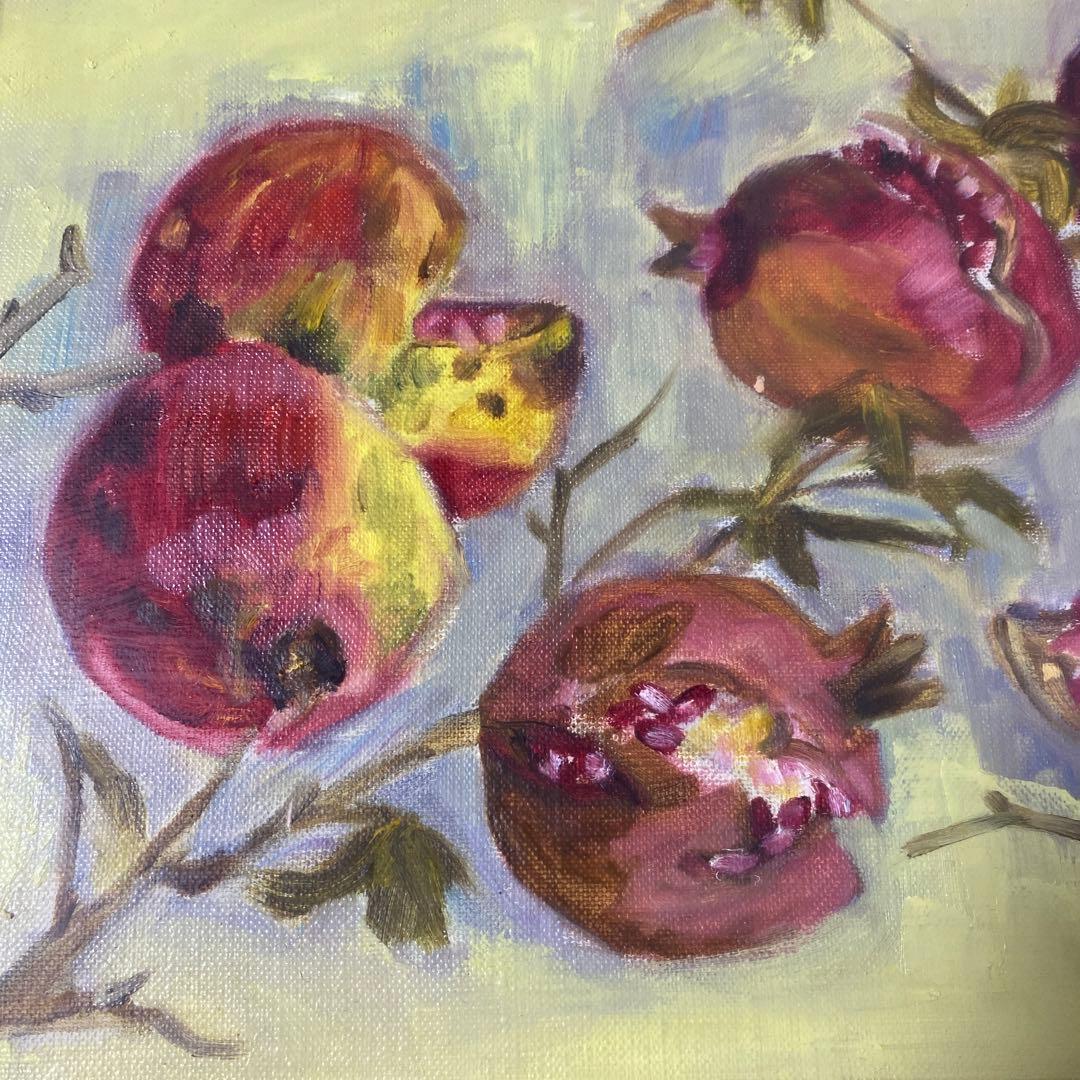 ザクロ　柘榴　絵画　木製額縁付き　F4 常光多喜子