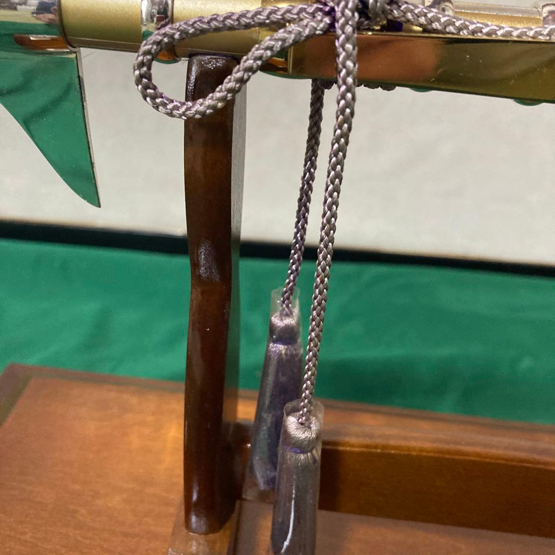 銀製刀型置物 木製スタンド付き