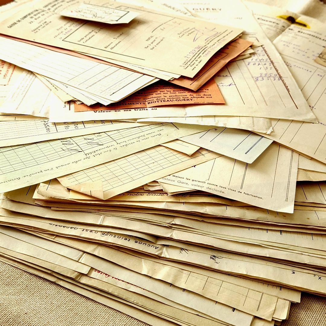 ヴィンテージ紙もの＊蚤の市＊1900年代初頭～フランスの領収書など書類100枚③