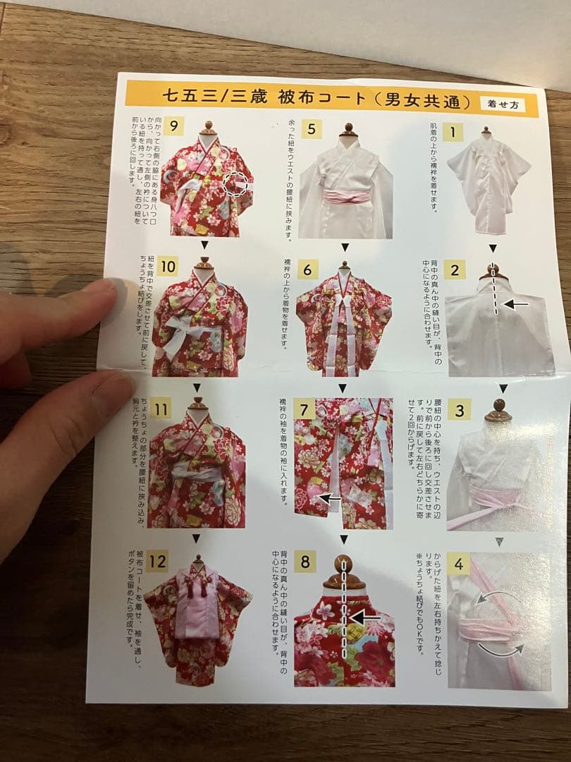 七五三用ピンク花柄着物セット　3歳