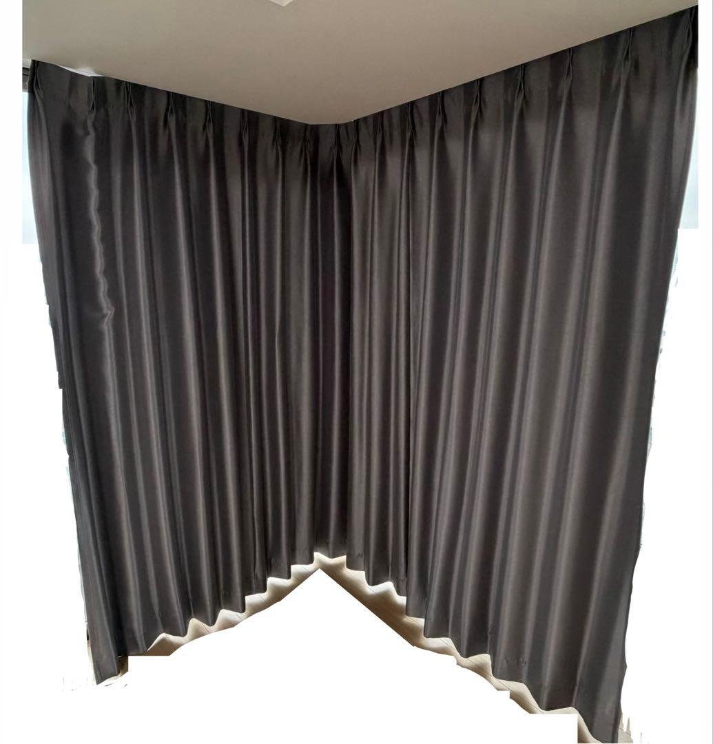 KEYUCA グレー ドレープカーテン 3枚セット