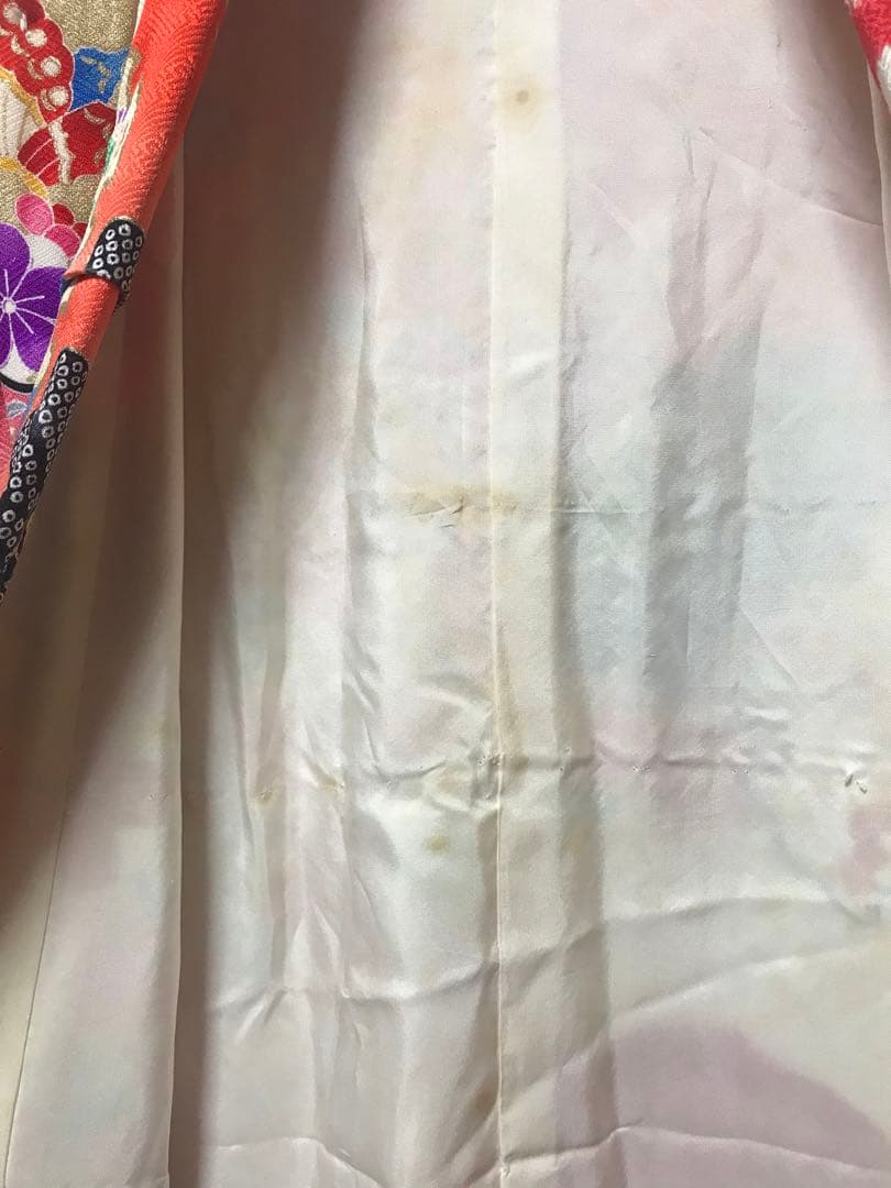 七五三7歳着物セット　正絹　絞り入り　可愛い和花　蝶❤️髪飾り　バック