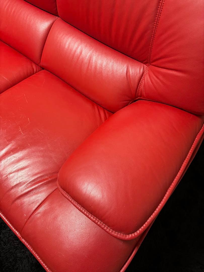 本革 レザー 2人掛け ソファ 掘り出し物 赤革　定価15万円