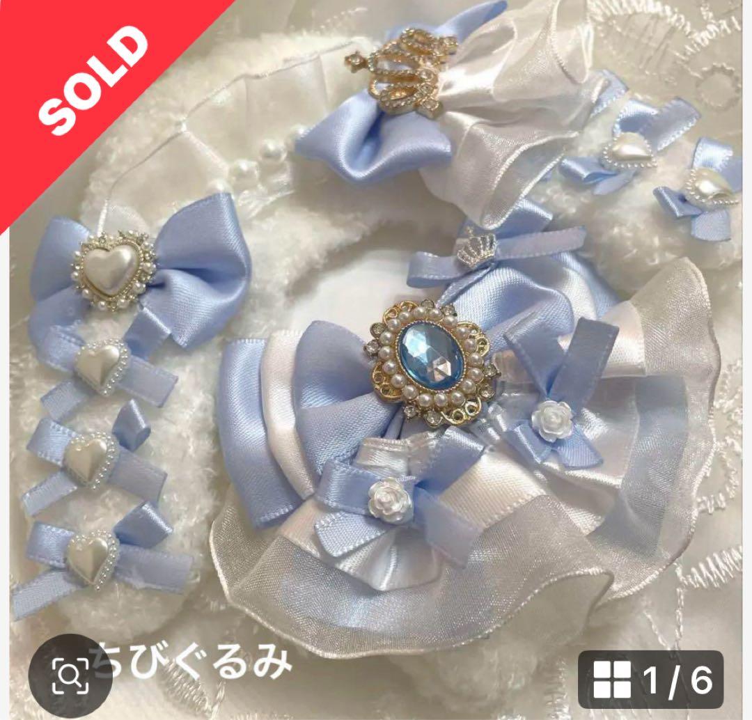 【25-64】ぬい服ちびぐるみ　いつぬい　12センチリボン　　ハートヘッドドレス