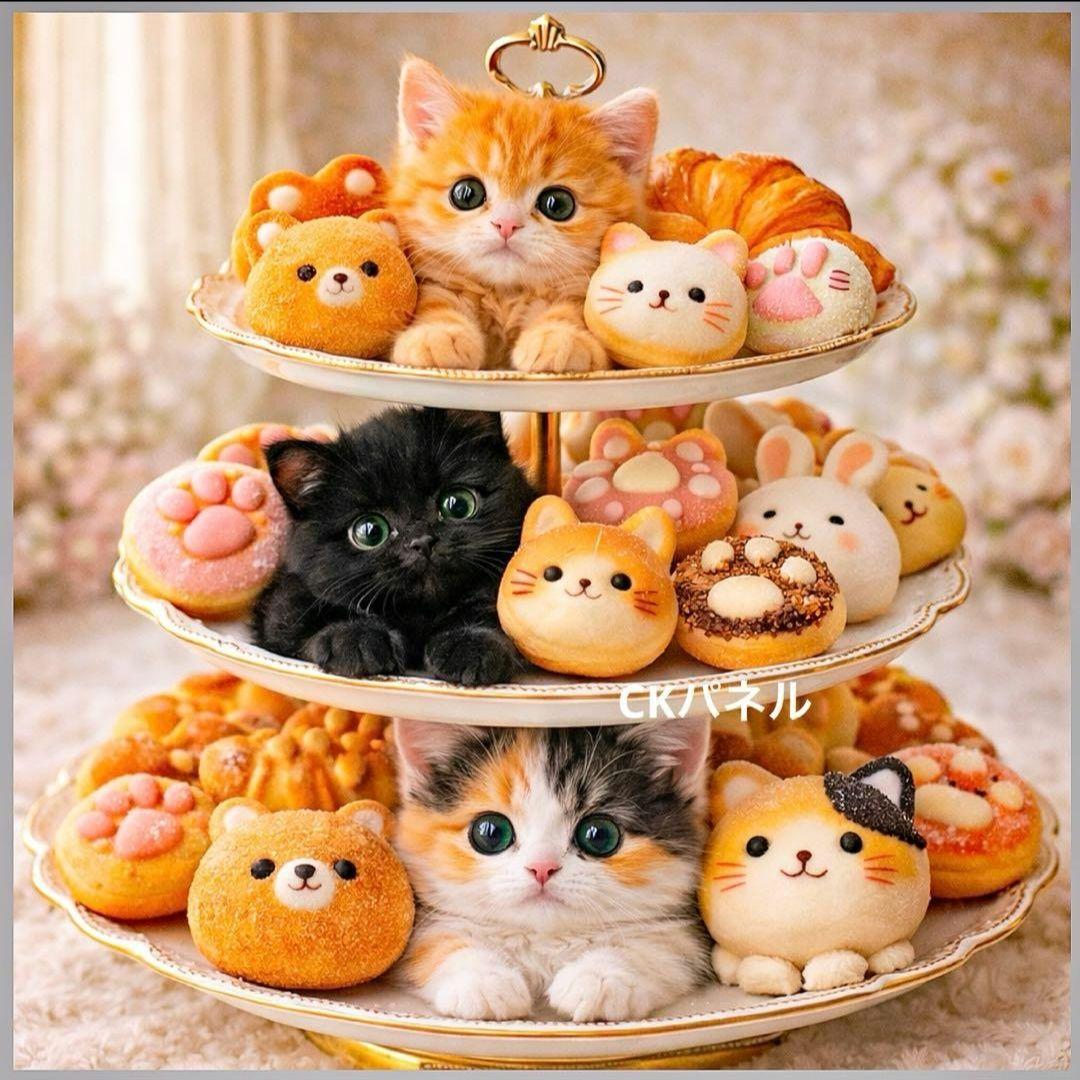 激レアねこパネル生地　ハンドメイド