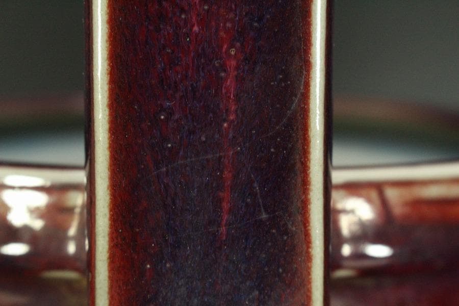 中国美術 鈞窯 紫斑釉 三足 双耳 香炉 高33.5cm(LC121)