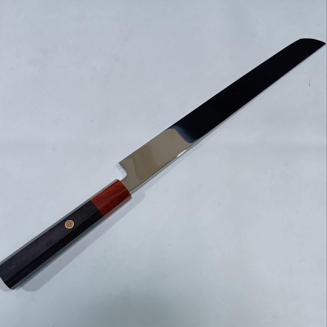 高炭素ステンレス鋼 全鋼 先丸 柳刃 27cm ９寸 包丁 右片刃 鏡面 八角柄