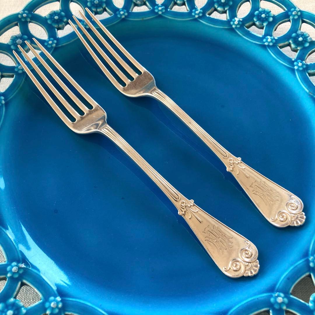 Tiffany 純銀　フォーク　アンティーク2客