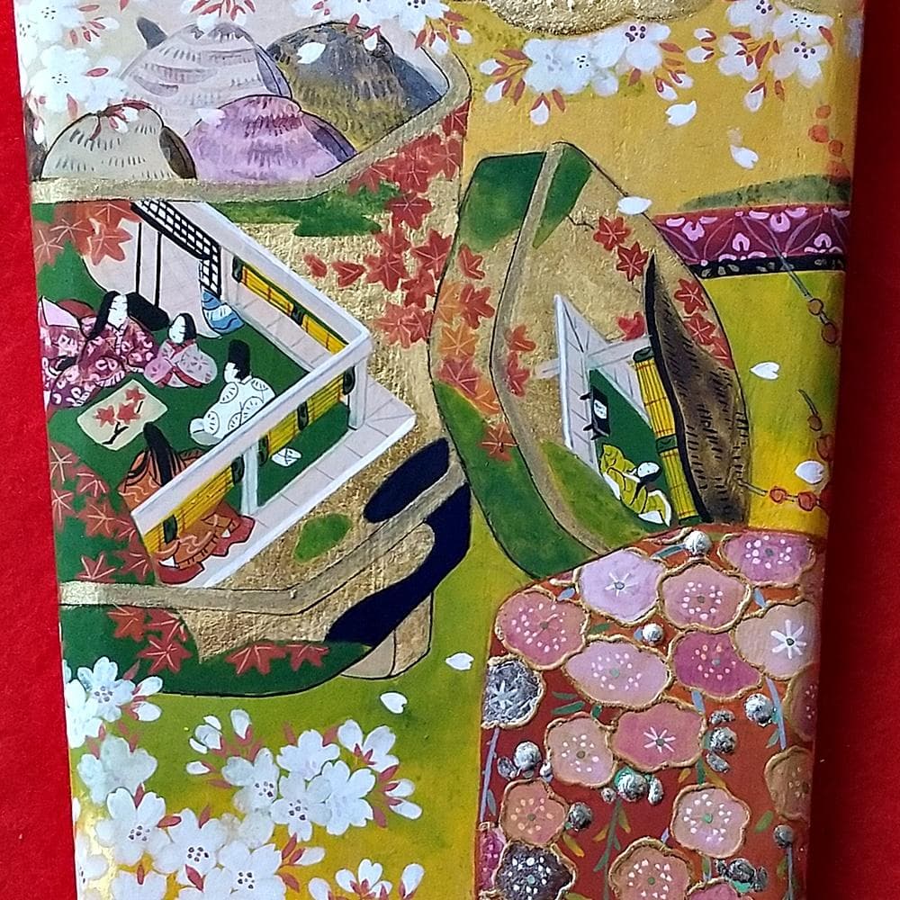 純金箔づくり　かざり羽子板　源氏物語絵巻