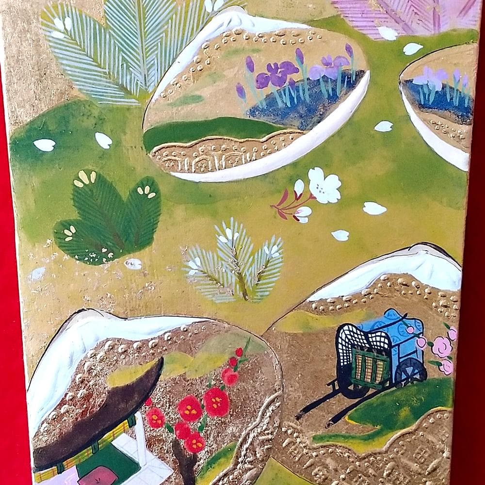 純金箔づくり　かざり羽子板　源氏物語絵巻