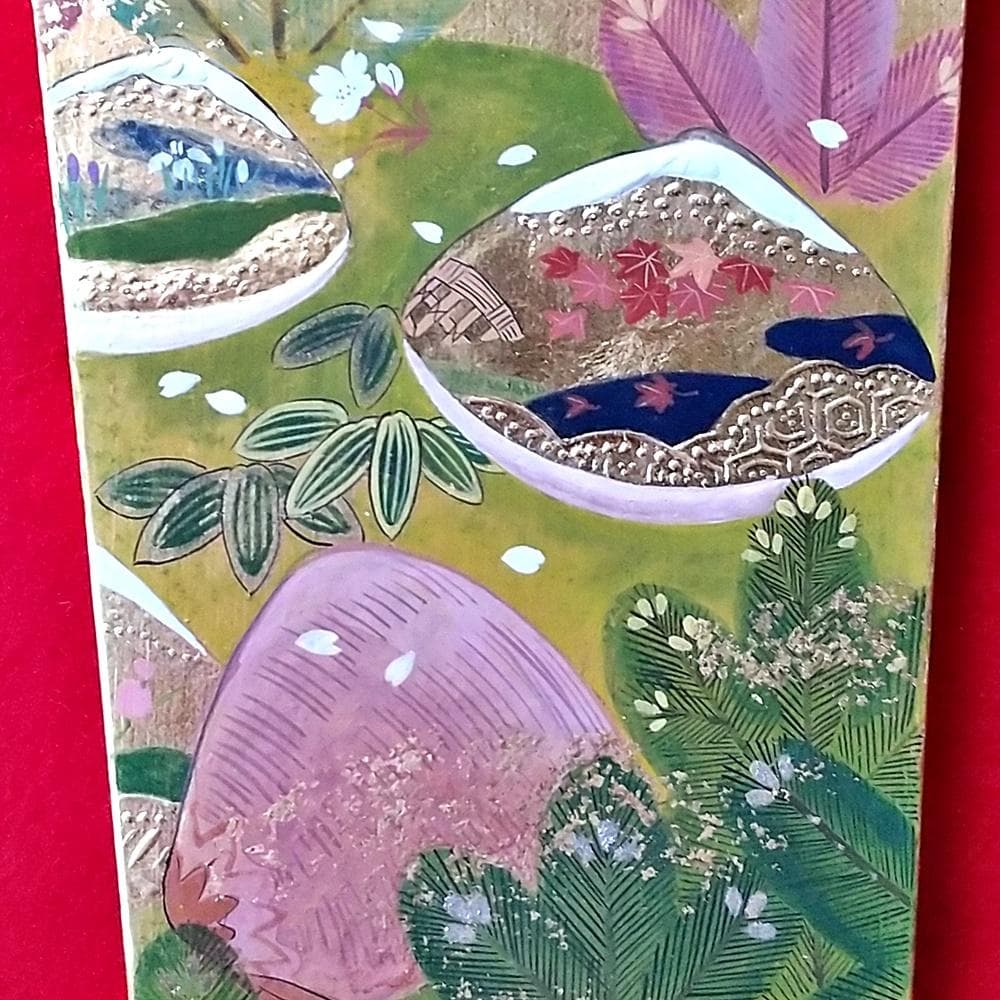 純金箔づくり　かざり羽子板　源氏物語絵巻