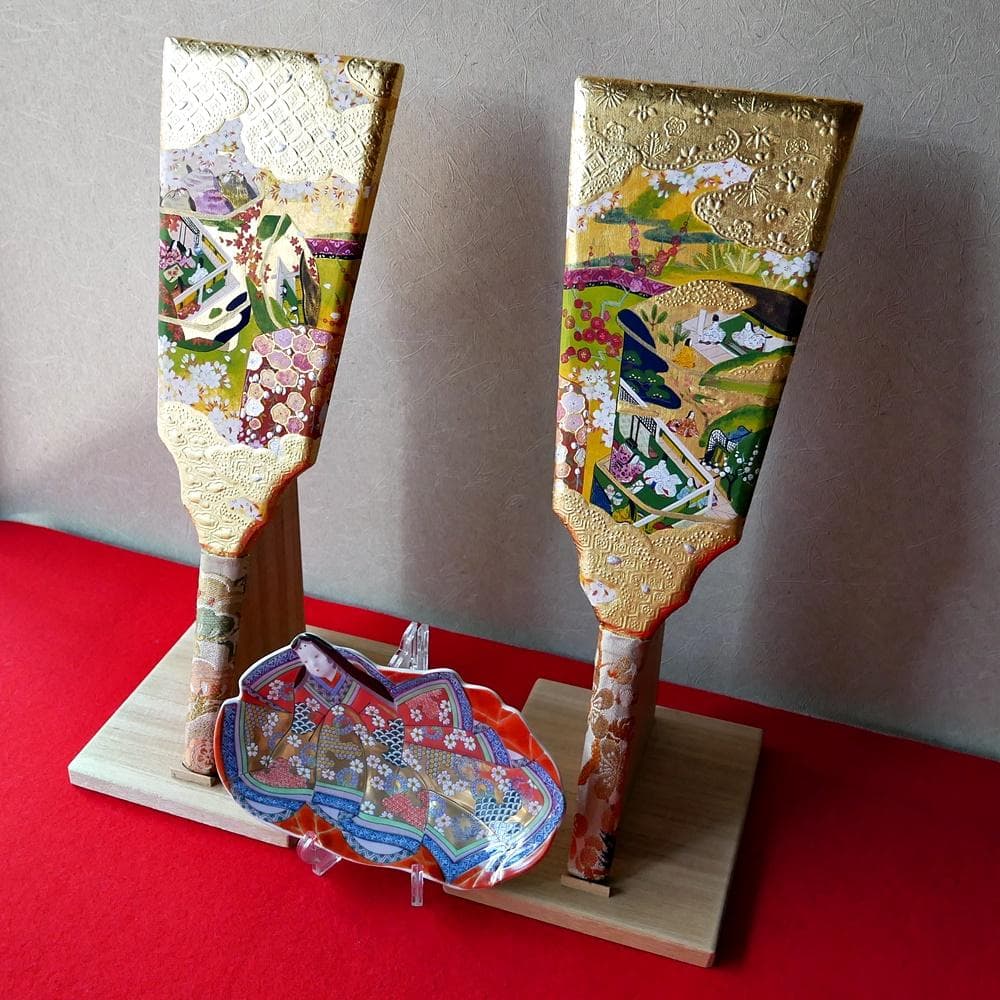 純金箔づくり　かざり羽子板　源氏物語絵巻