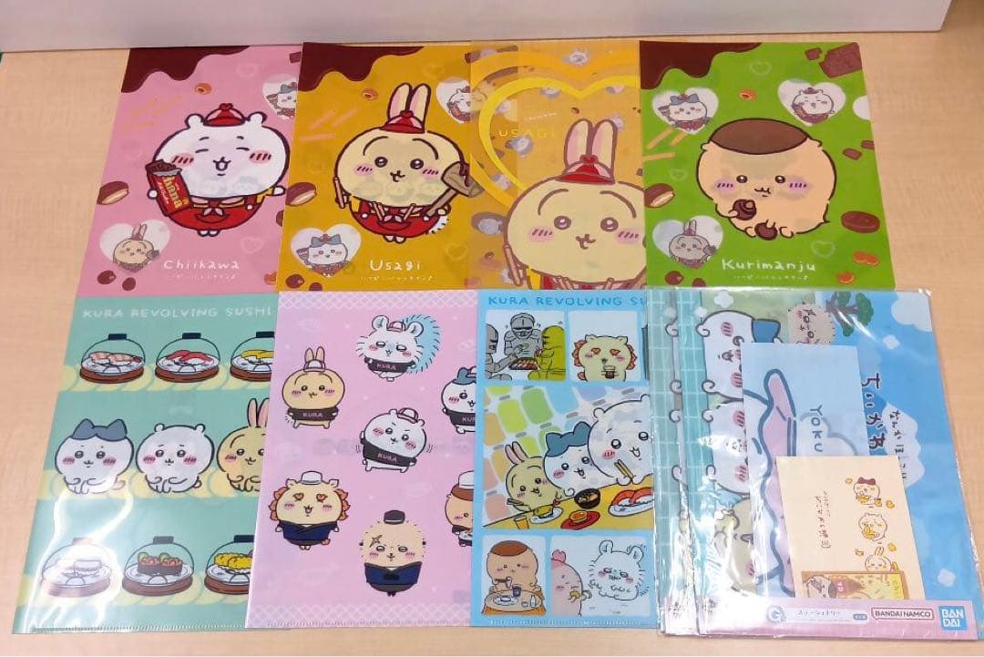 ❶ちいかわ ナガノ展 クリアファイル 一番くじ 下敷き 色紙など まとめ売り