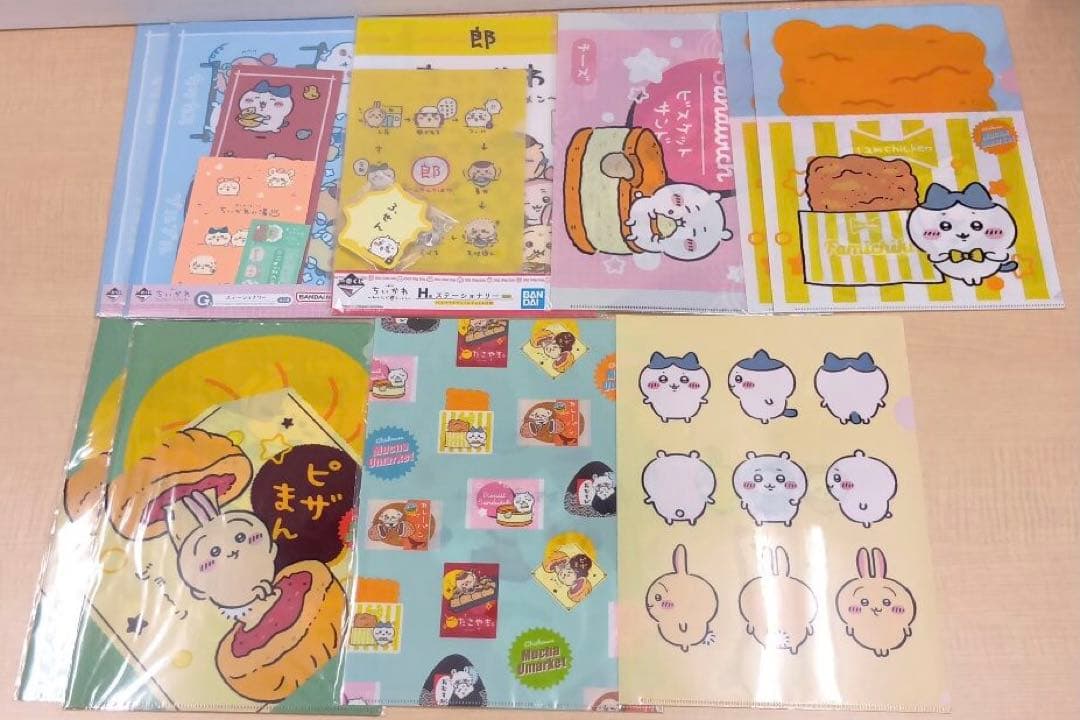 ❶ちいかわ ナガノ展 クリアファイル 一番くじ 下敷き 色紙など まとめ売り