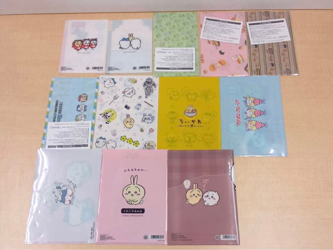 ❶ちいかわ ナガノ展 クリアファイル 一番くじ 下敷き 色紙など まとめ売り
