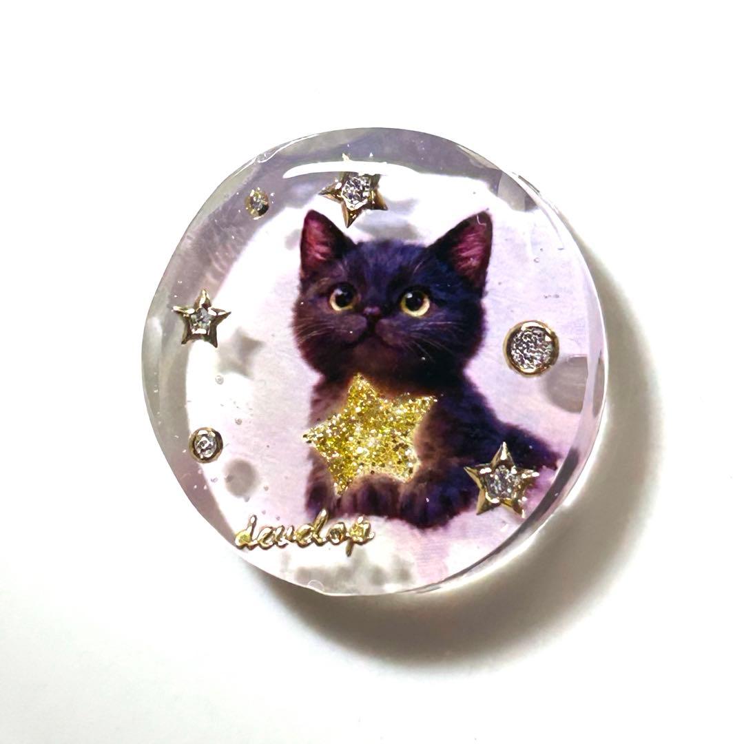 新作☆レジンヘアゴム　Starlight♡黒猫