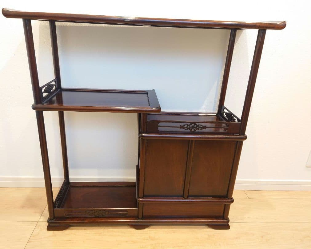 ★唐木家具 茶箪笥 飾り棚★検)アンティーク家具 すかし 和家具 ビンテージ