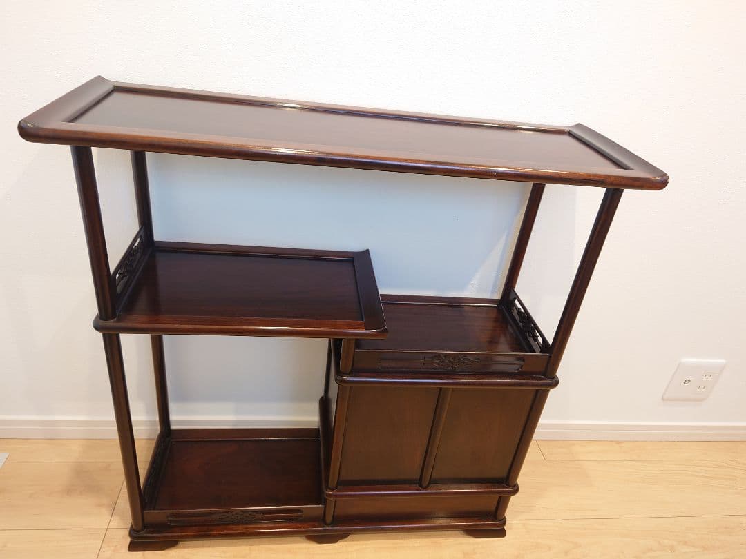 ★唐木家具 茶箪笥 飾り棚★検)アンティーク家具 すかし 和家具 ビンテージ