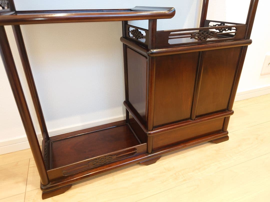 ★唐木家具 茶箪笥 飾り棚★検)アンティーク家具 すかし 和家具 ビンテージ