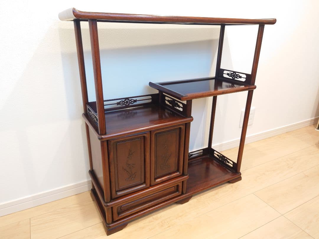 ★唐木家具 茶箪笥 飾り棚★検)アンティーク家具 すかし 和家具 ビンテージ