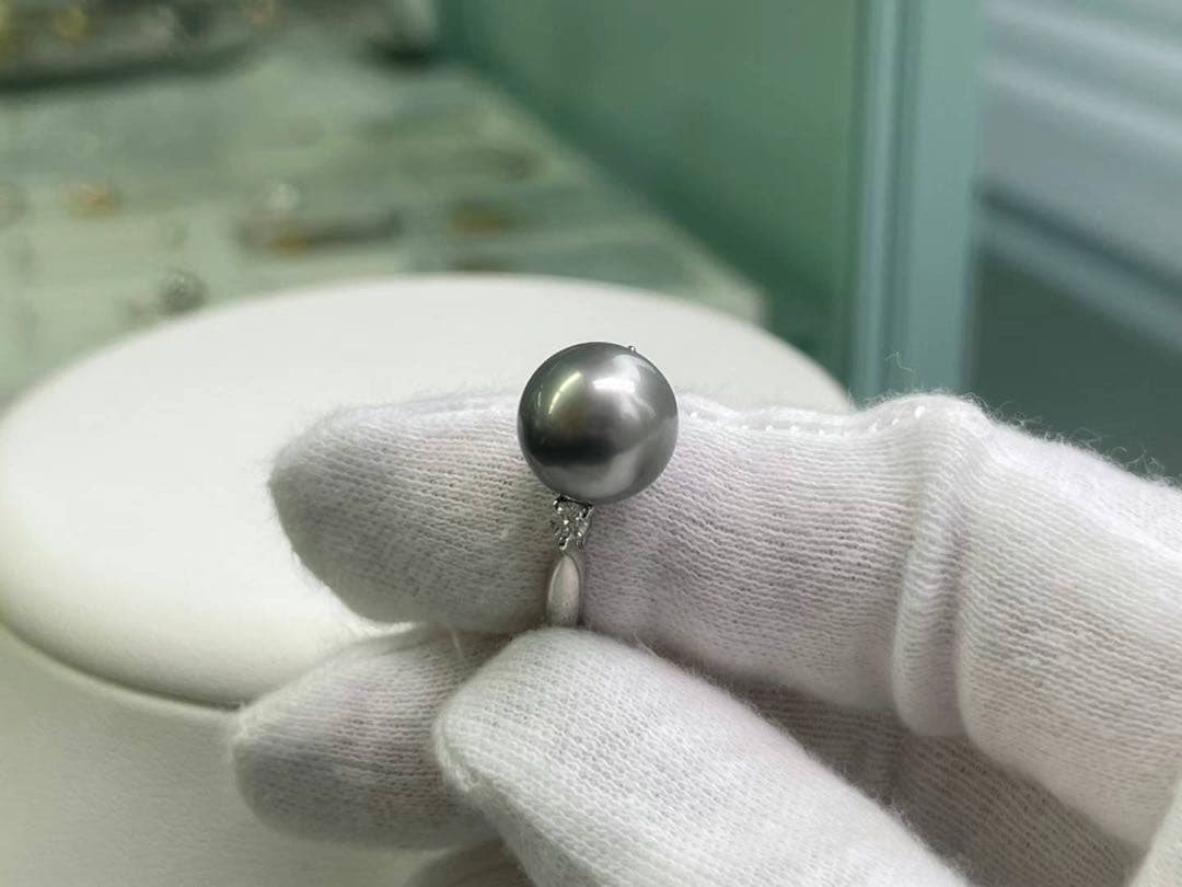 超大珠10㎜!! 真珠科学研究所OCEANBLUE高品質真珠リング!!