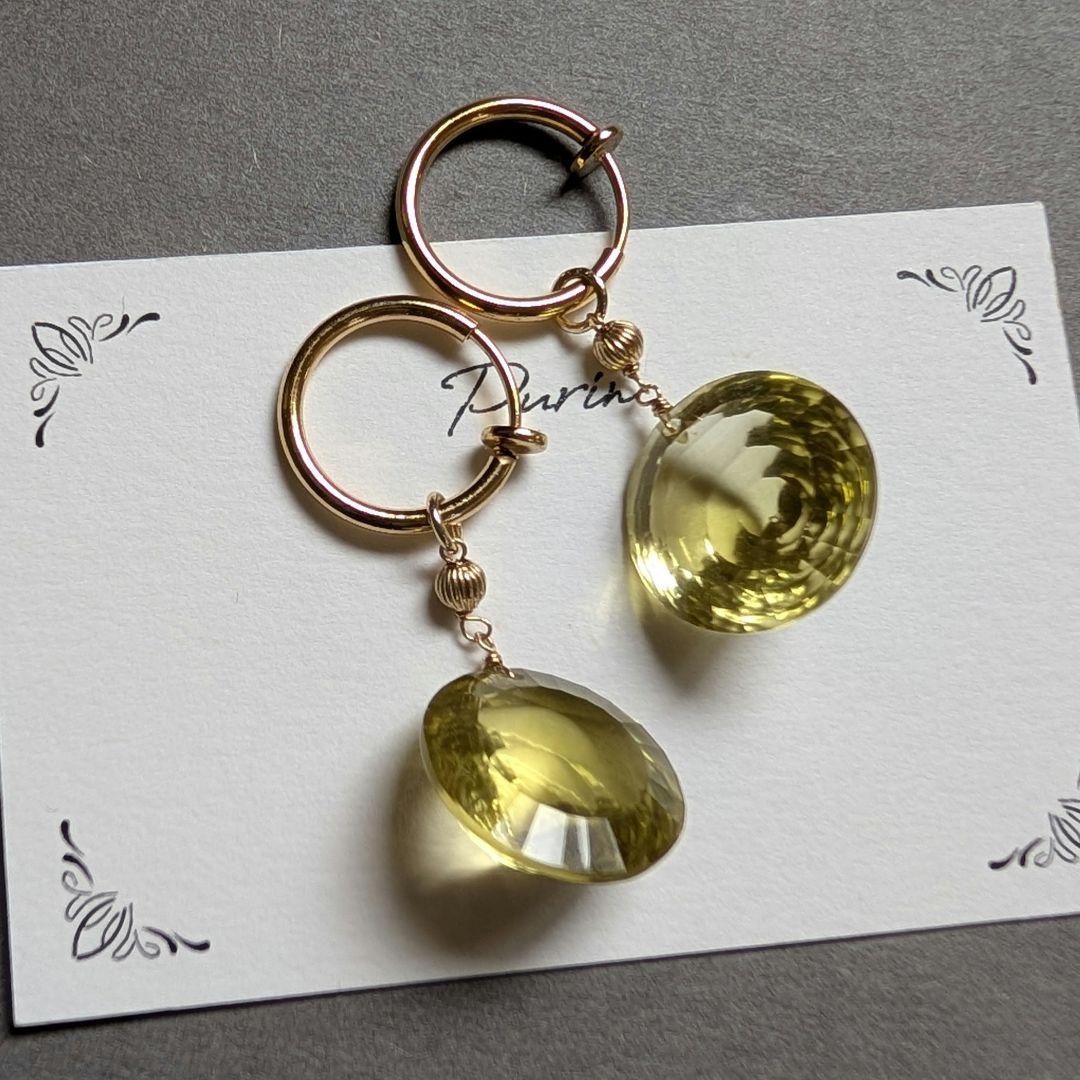 ポメころび様 水晶 コンケーブカットブーケピアス
