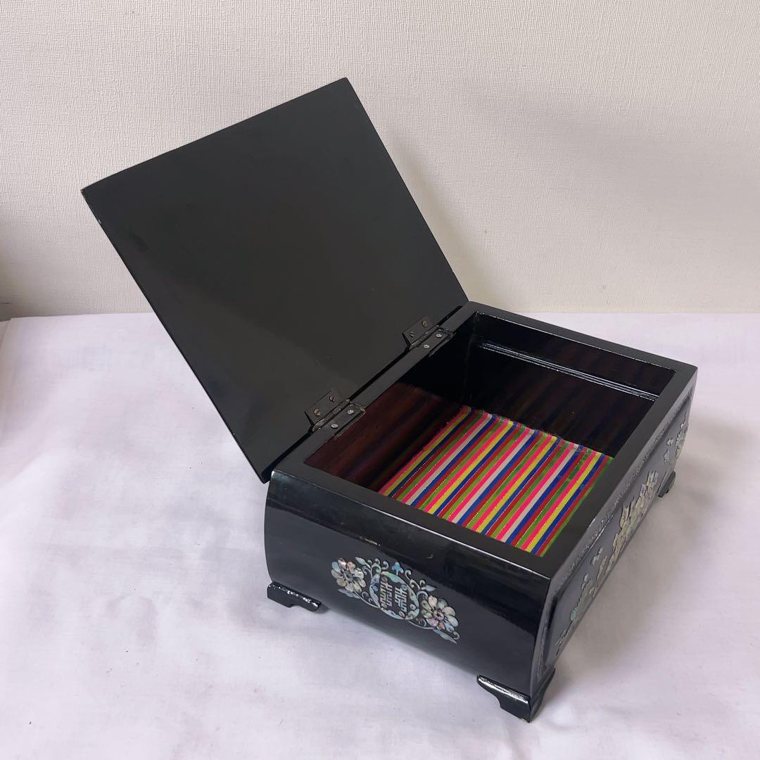 ヴィンテージ 韓国伝統工芸 螺鈿細工 漆器 ジュエリーボックス 鳳凰 牡丹