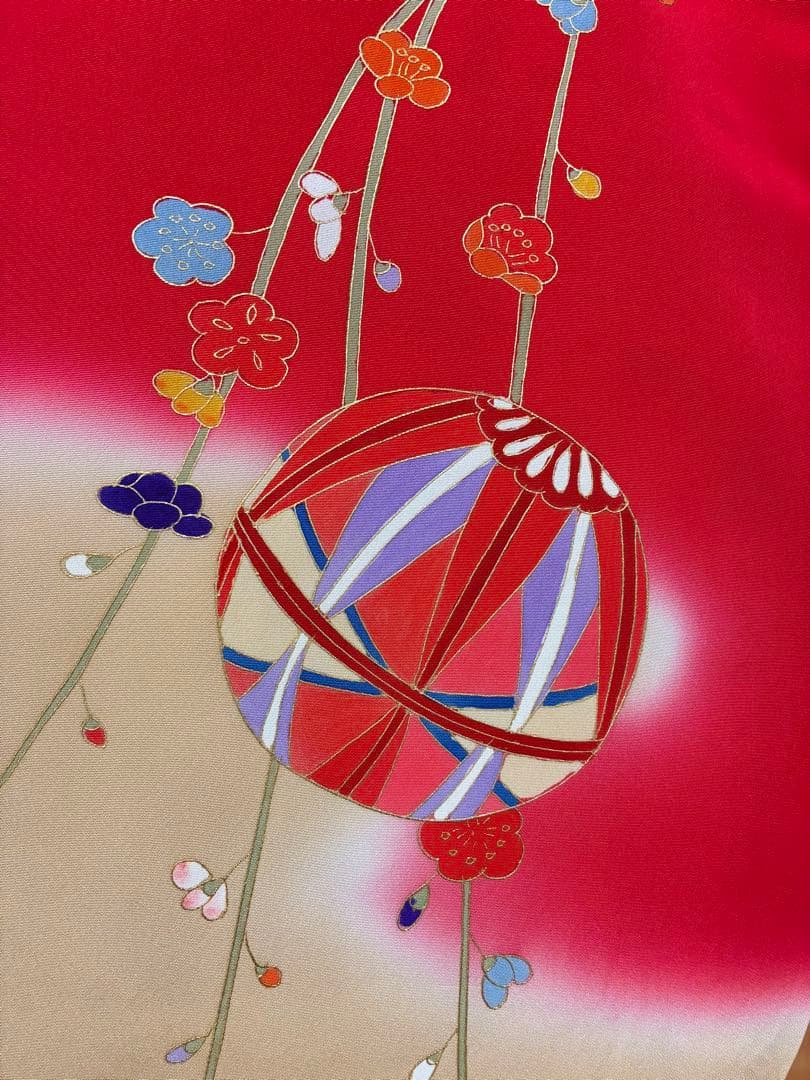 手鞠柄 3歳 女の子 七五三 金彩 刺繍 正絹 お祝い 祝い着 着物