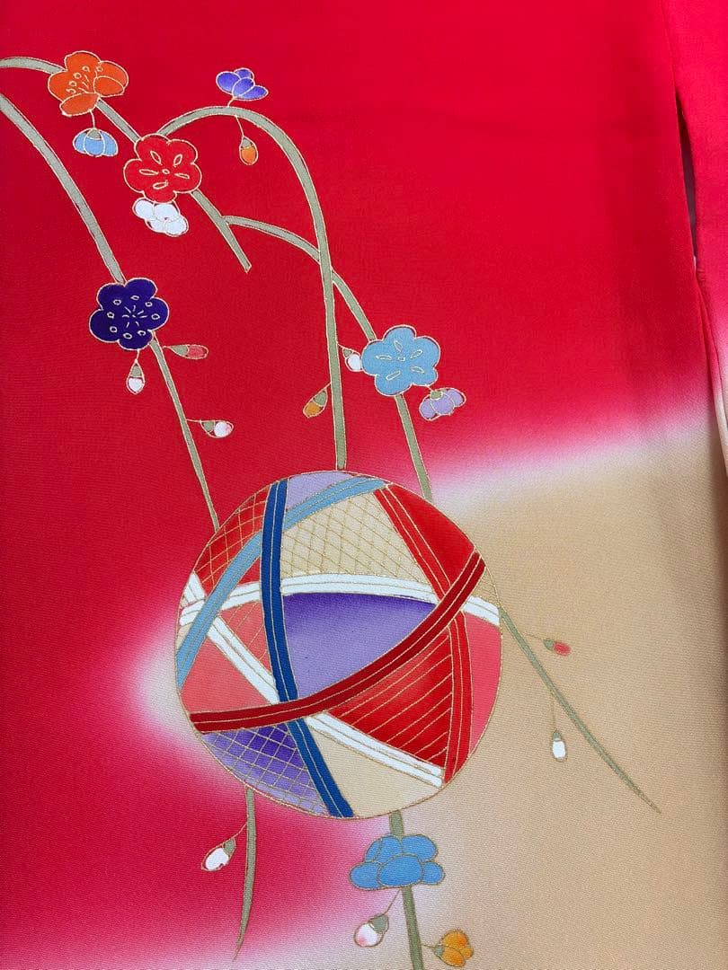 手鞠柄 3歳 女の子 七五三 金彩 刺繍 正絹 お祝い 祝い着 着物