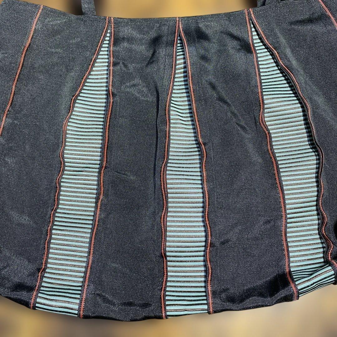 畳縁製 ストライプデザイン ハンドバッグ