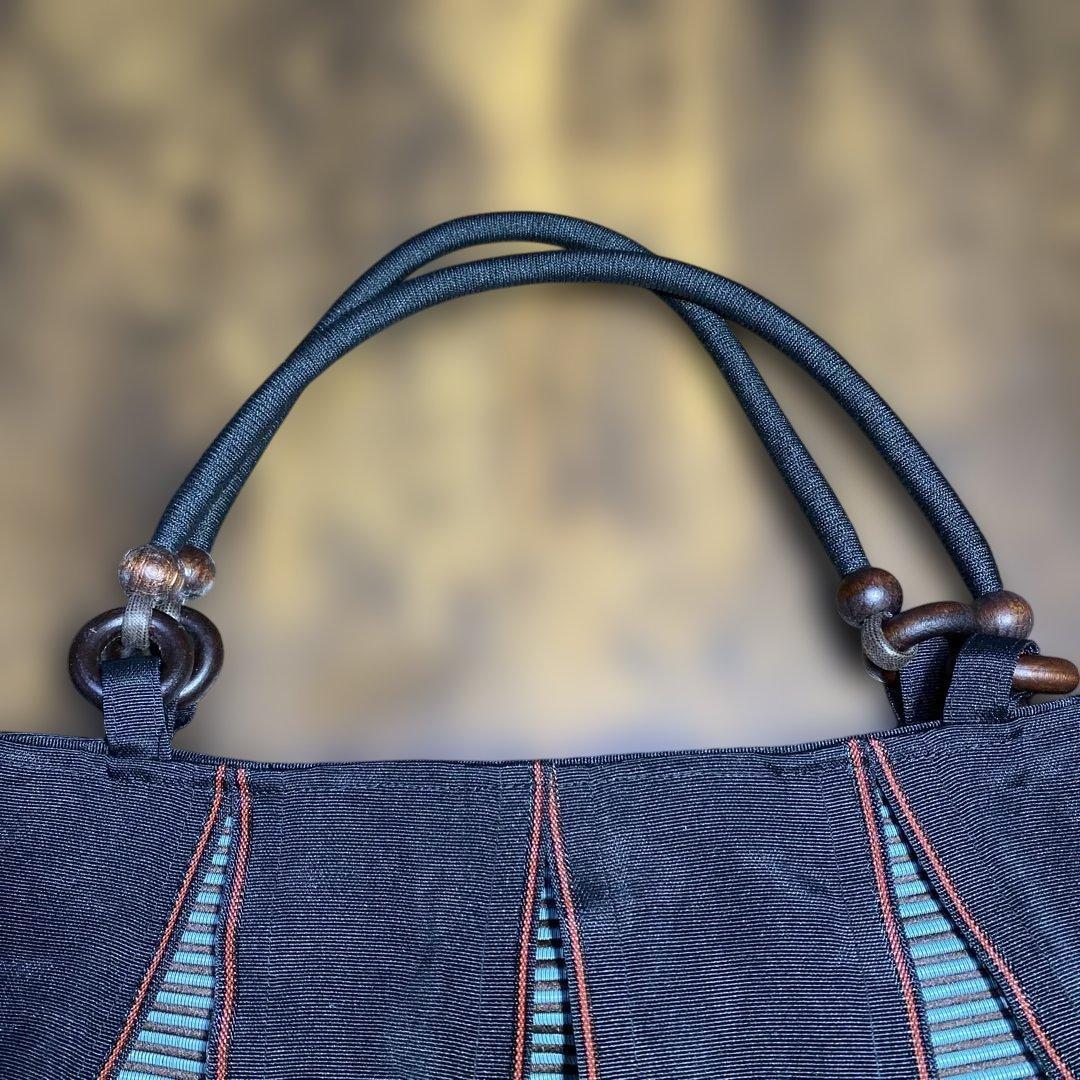 畳縁製 ストライプデザイン ハンドバッグ