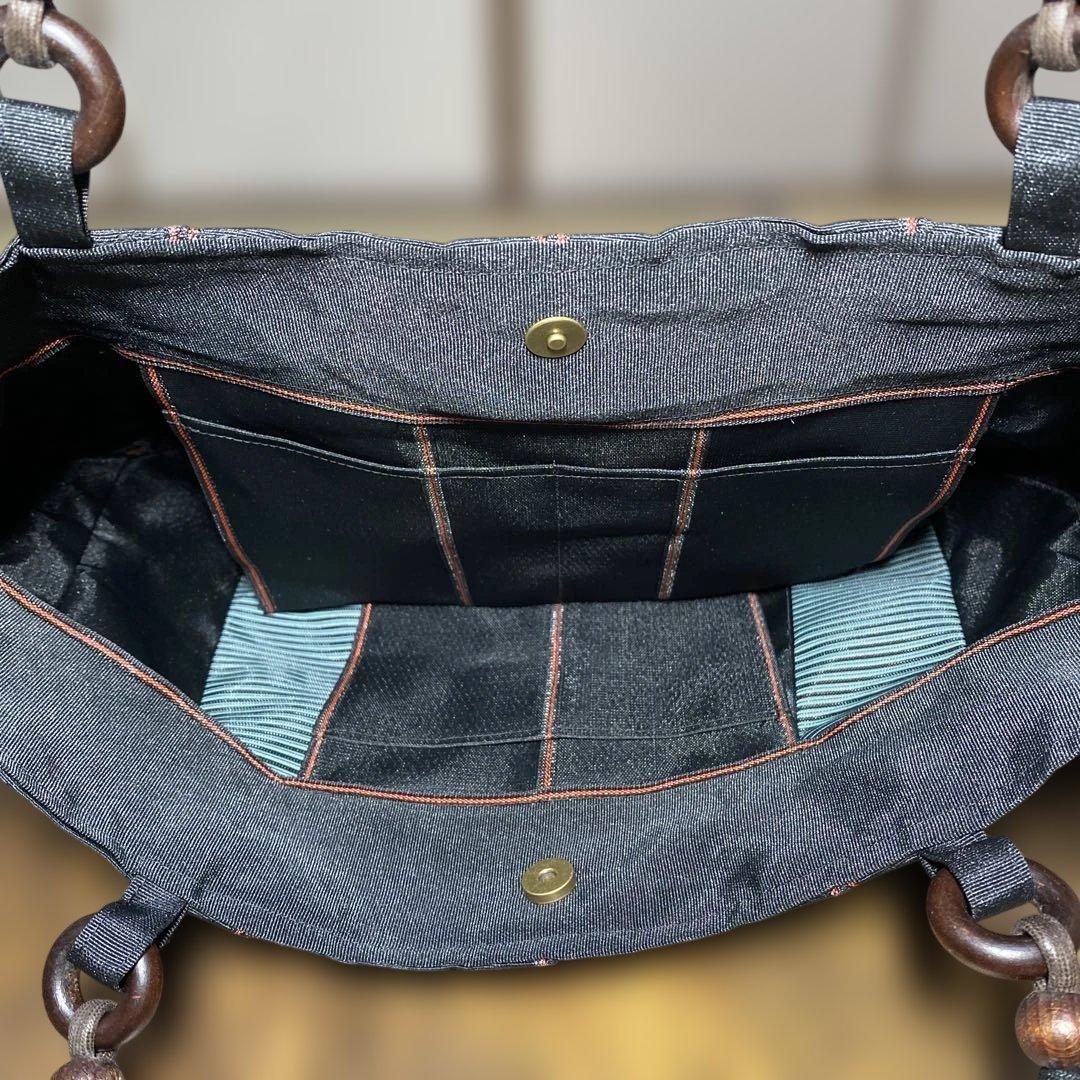 畳縁製 ストライプデザイン ハンドバッグ