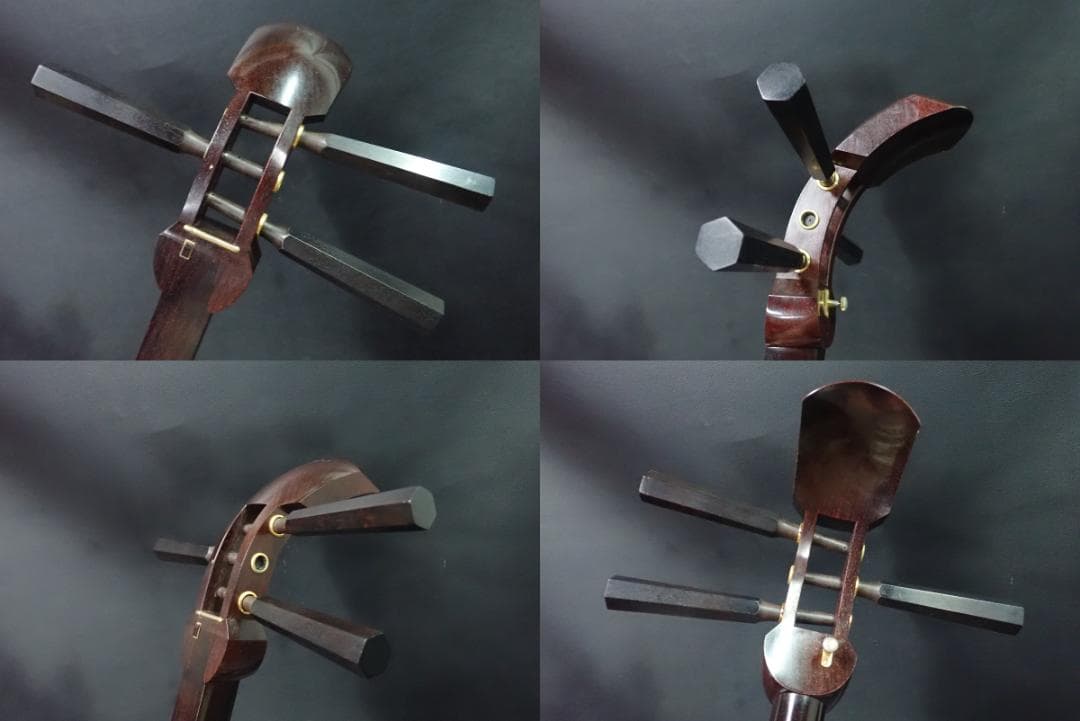 三味線　民謡　紅木　2段溝　裏面皮破れ