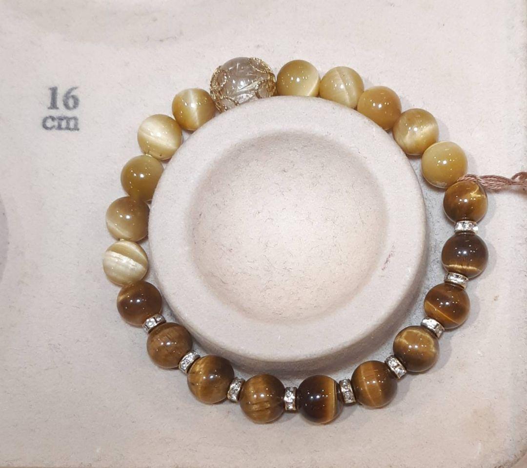 ルチルクォーツ×ゴールデンタイガーアイ 16cm 金運ブレス