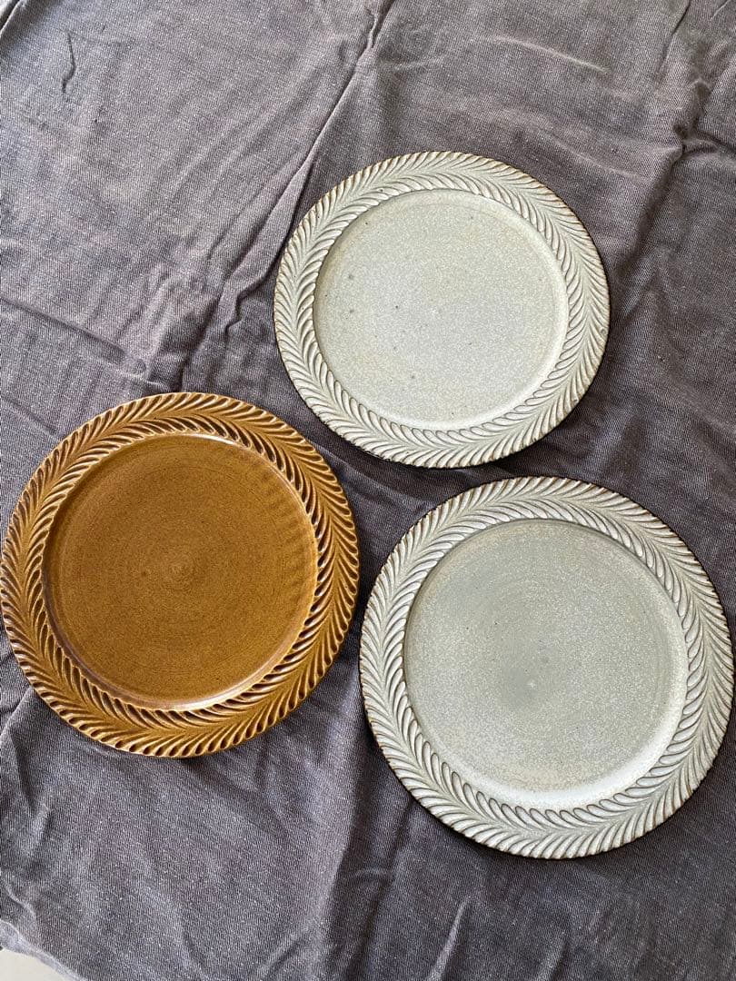 ⑤ はしもとさちえ リム しのぎ皿 8寸 3枚組 24cm