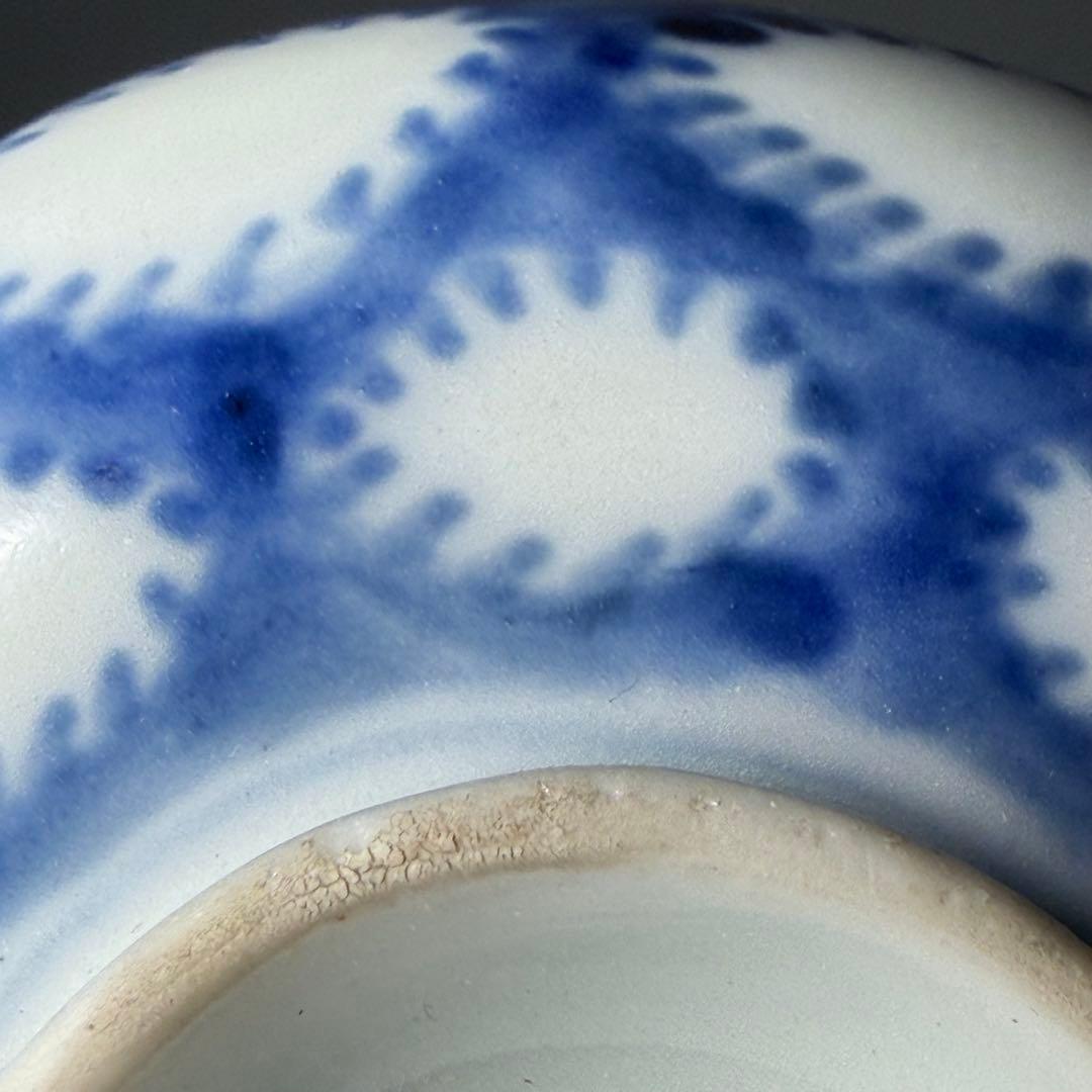 古伊万里　染付雪輪文蓋茶碗　六客　江戸時代後期　品格　可愛らしい器　料理屋