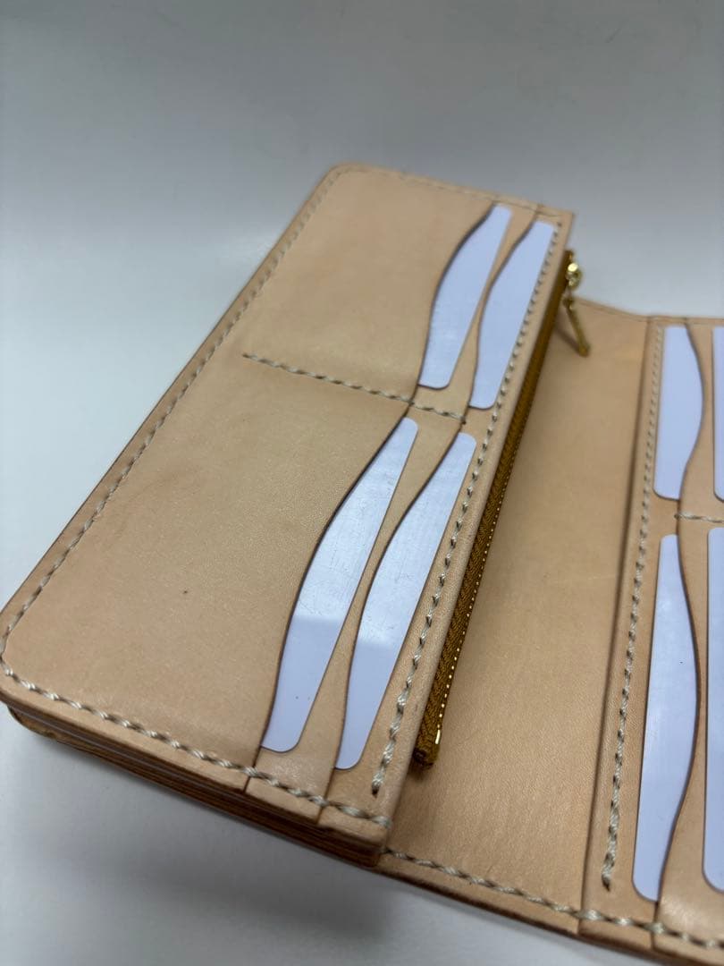 長財布　ウォレット　ヌメ革　レザーカービング　レザークラフト
