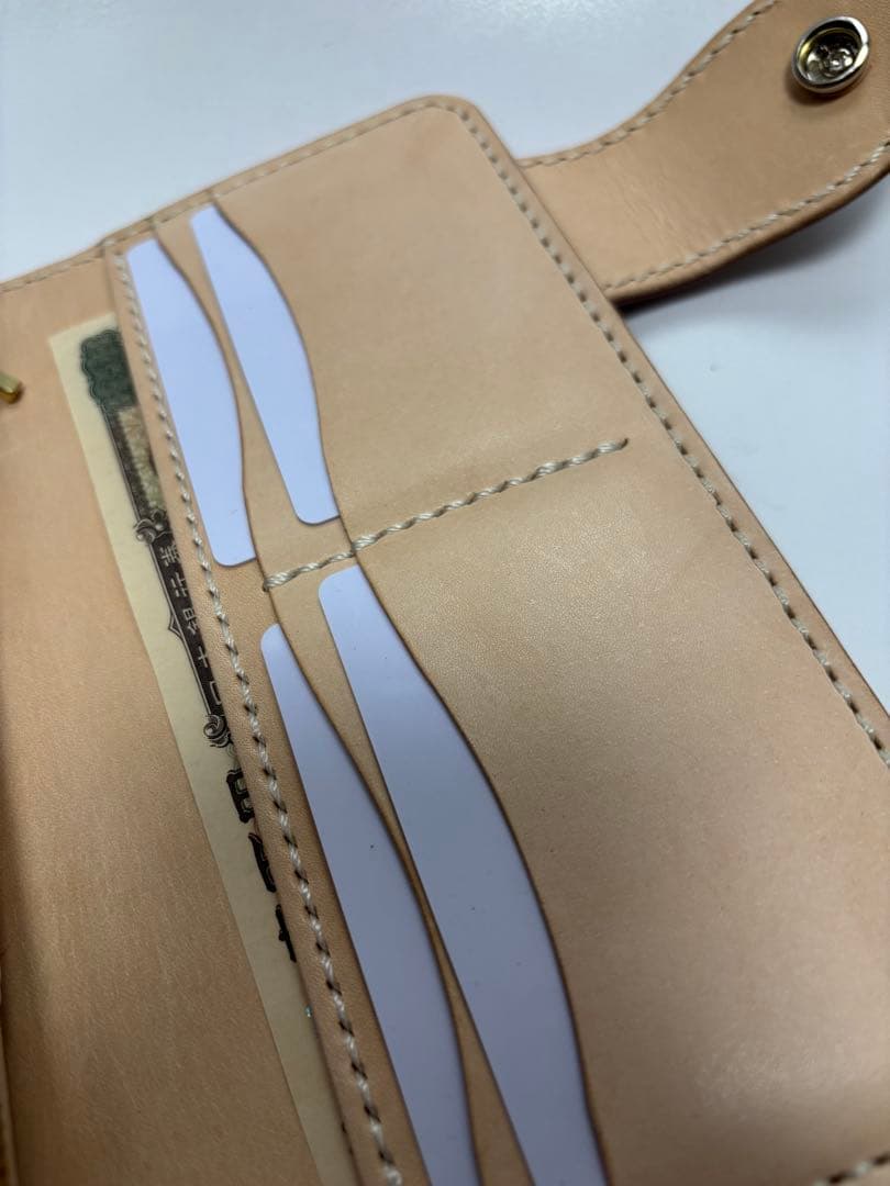 長財布　ウォレット　ヌメ革　レザーカービング　レザークラフト