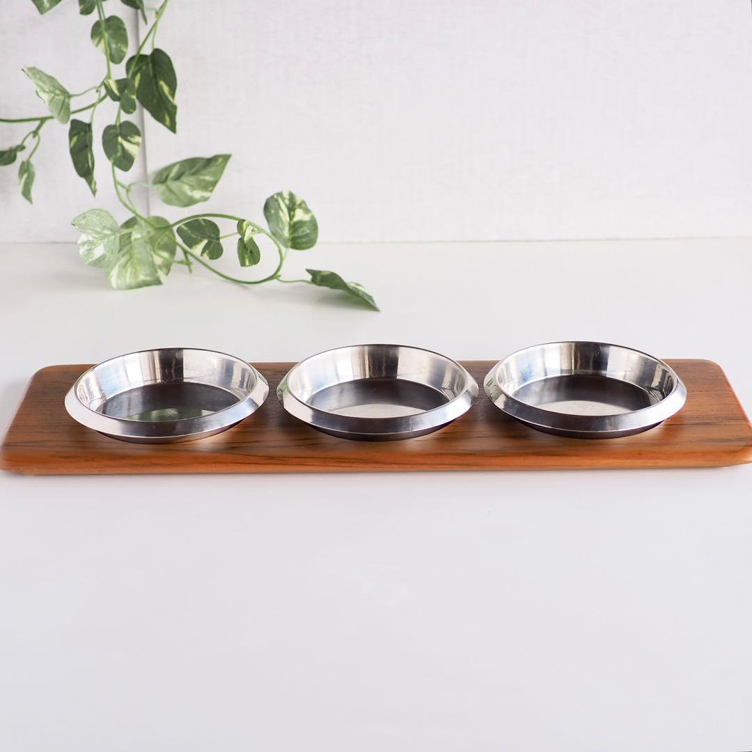 デンマーク製 DIGSMED チークトレイ ステンレスディッシュ 北欧