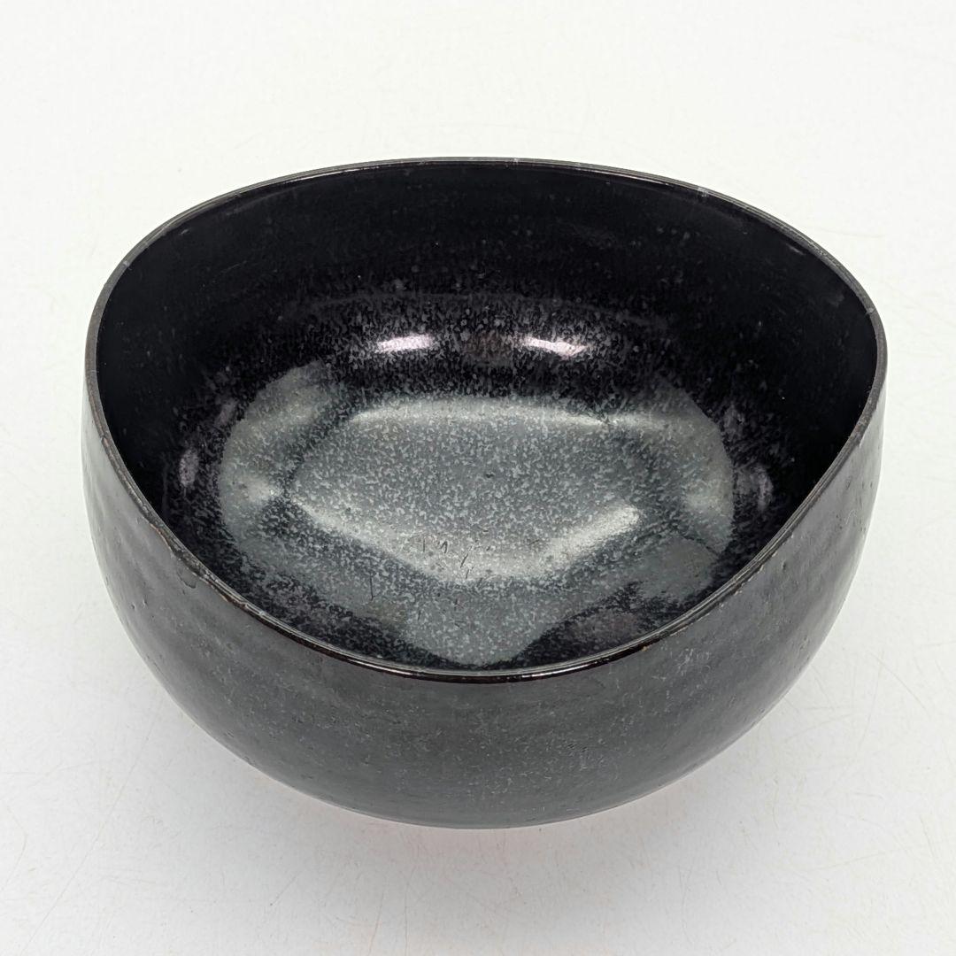 岡山県重要無形文化財 黒井一楽 虫明焼 黒釉茶盌「寿山」 用心箱 抹茶碗 茶道具