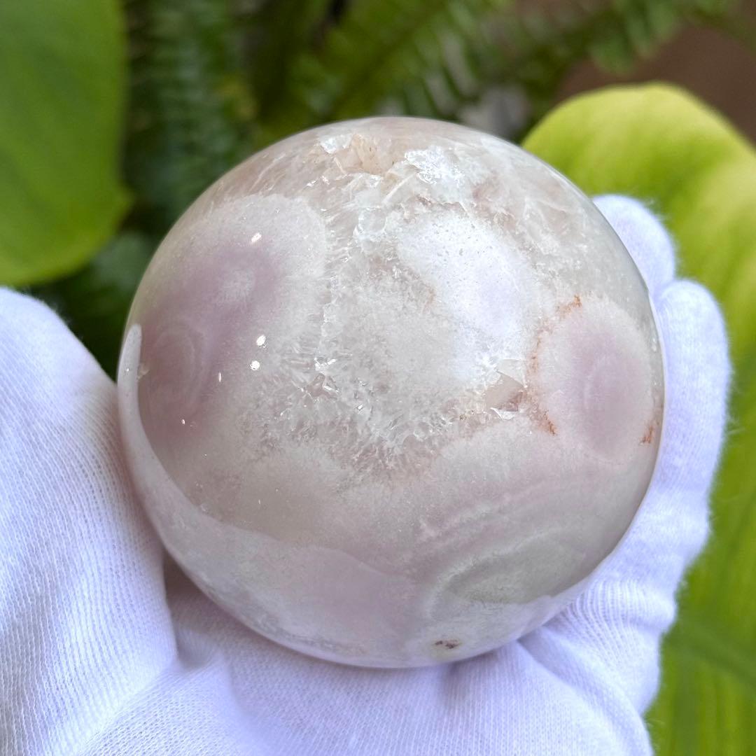 ピンクアメジストフラワーアゲート　スフィア　7cm ブラジル産　天然石