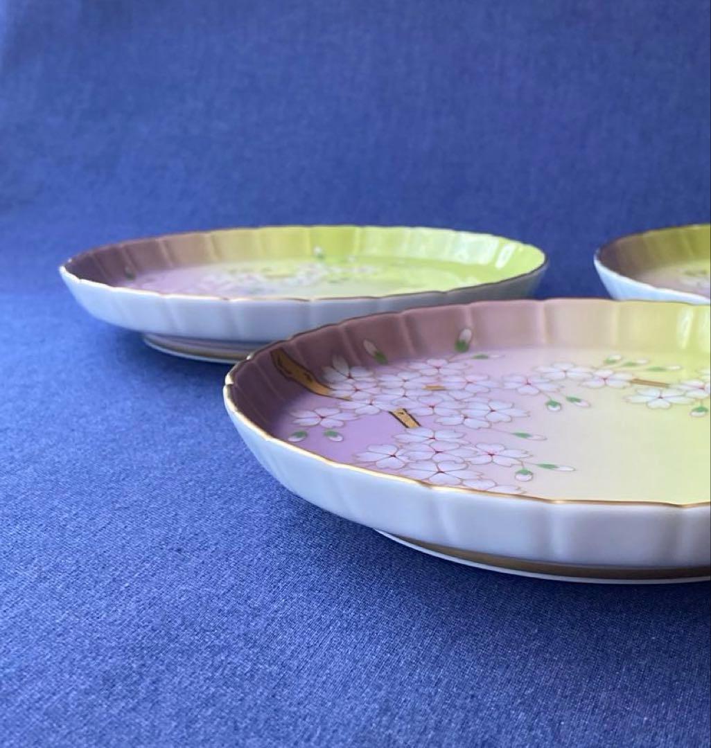 香蘭社 満開桜　金彩　桜絵　中皿 和食器 和皿