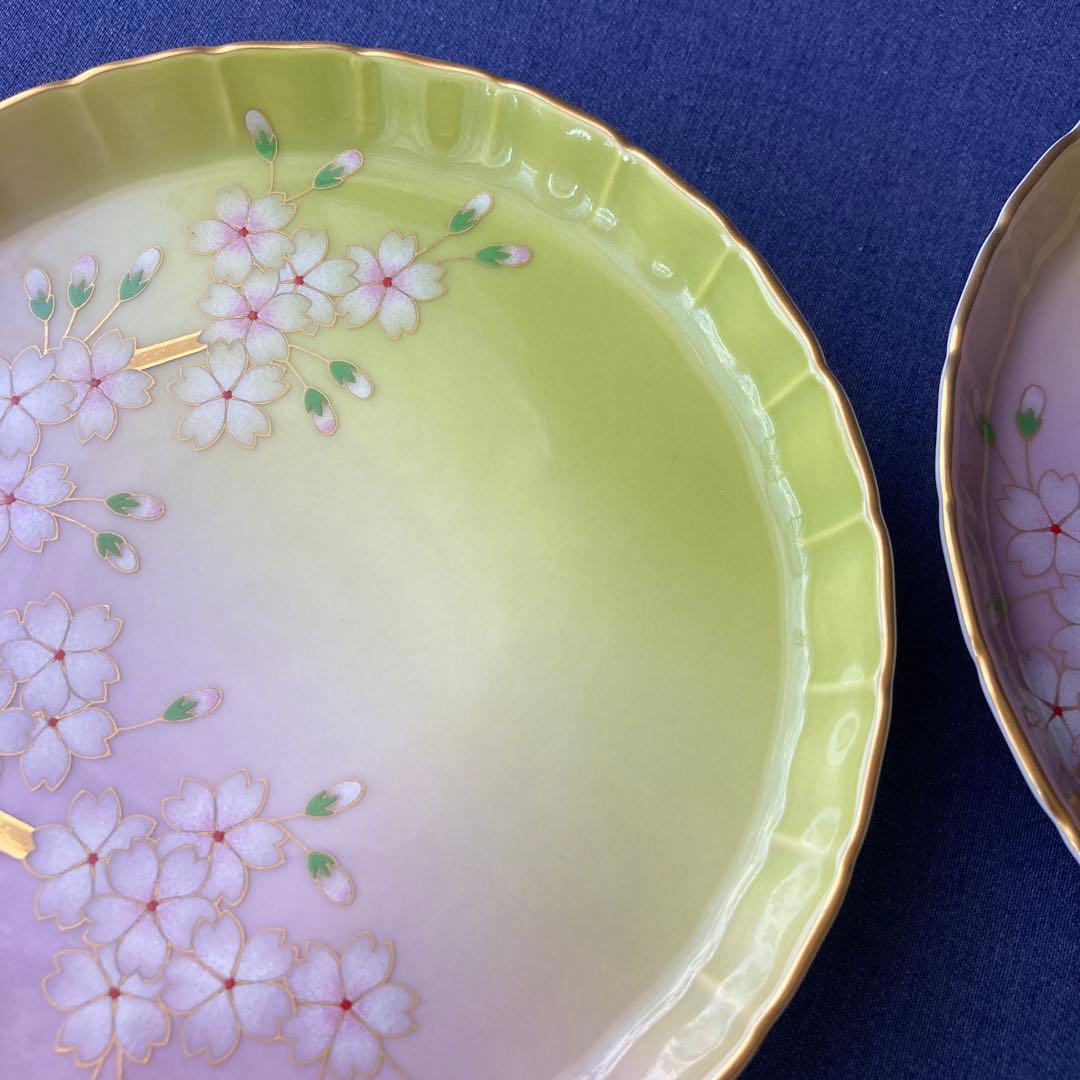 香蘭社 満開桜　金彩　桜絵　中皿 和食器 和皿