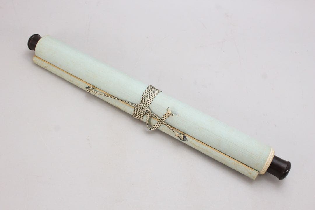 No5095 掛軸　在銘　藝文　山水図　紙本着色　合箱　中国画　古美術　送料無料