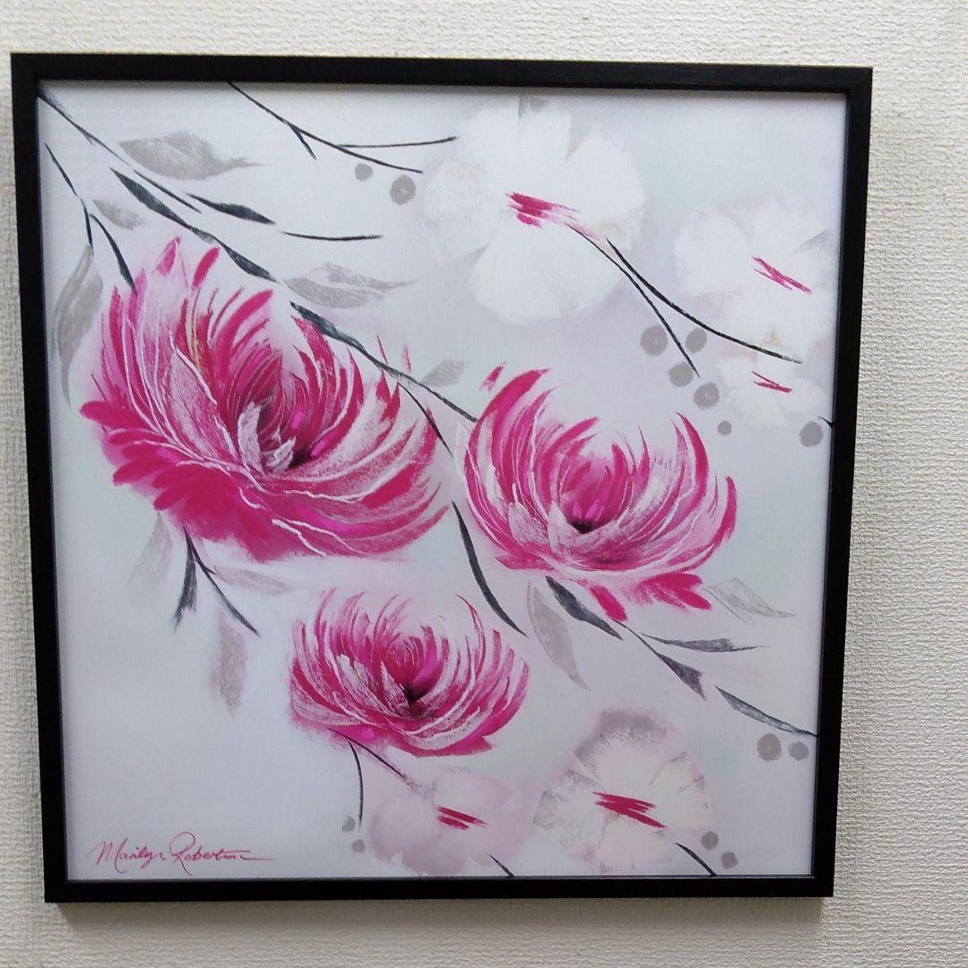 ポスター　タテ　特寸法　赤い花　額装仕上げ品