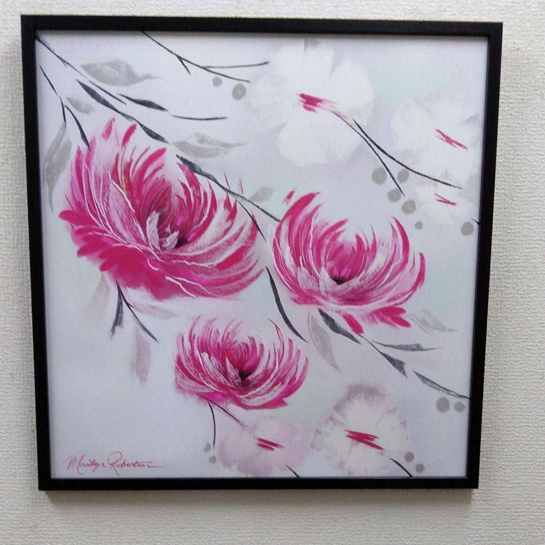 ポスター　タテ　特寸法　赤い花　額装仕上げ品