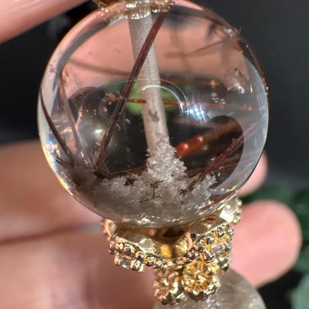 ガーデンレッドルチルクォーツ　ホワイトガーデン　オニキス　ブレスレット